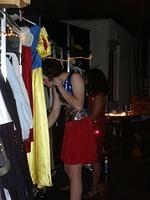 Erika checking her wardrobe before the show 